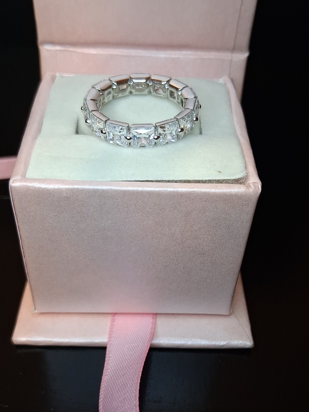925 CZ Marked Diamonique Sterling Silver Eternity Band Size 6 New With Box